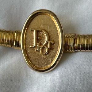 Christian Dior Rare Vintage Stretch Snake Chain Belt Goldtone 29 to 31 Inch Logo